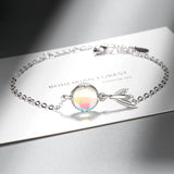 Silver Natural Rainbow Moonstone Charm Bracelet Wedding Jewelry S-B263