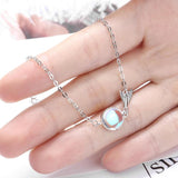 Silver Natural Rainbow Moonstone Charm Bracelet Wedding Jewelry S-B263