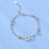 Silver Double Layer Star Bracelet Zircon Round Ball Jewelry