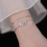 Silver Double Layer Star Bracelet Zircon Round Ball Jewelry