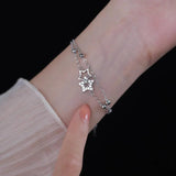 Silver Double Layer Star Bracelet Zircon Round Ball Jewelry