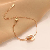 Titanium Steel Roman Bracelet Zircon Numerals Double Ring Wedding Jewelry