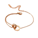 Titanium Steel Roman Bracelet Zircon Numerals Double Ring Wedding Jewelry