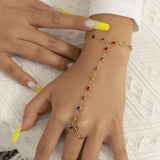Bohemia Evil Eye Bracelet Chain Ring Crystal Vintage