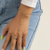 Bohemia Evil Eye Bracelet Chain Ring Crystal Vintage
