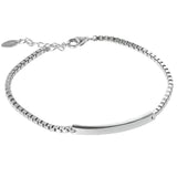 Vintage Silver Smooth Rectangle Box Chain Charm Bracelet