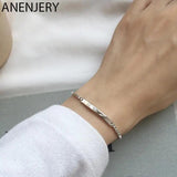 Vintage Silver Smooth Rectangle Box Chain Charm Bracelet