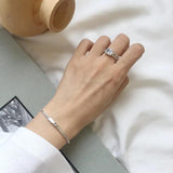 Vintage Silver Smooth Rectangle Box Chain Charm Bracelet