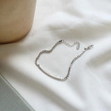 Vintage Silver Smooth Rectangle Box Chain Charm Bracelet