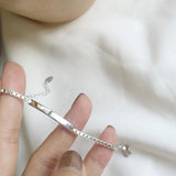 Vintage Silver Smooth Rectangle Box Chain Charm Bracelet