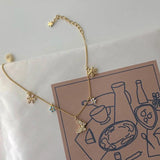 Silver Butterfly Flower Pendant Chain Bracelet For Women