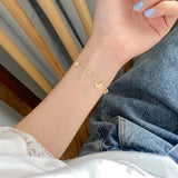 Silver Butterfly Flower Pendant Chain Bracelet For Women