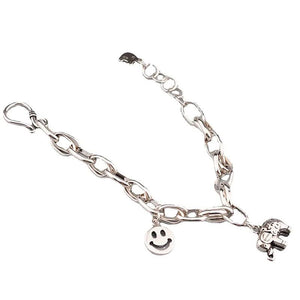Foxanry Silver Thick Chain Bracelets Vintage Elephant Couples Accessories