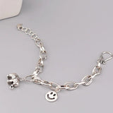 Foxanry Silver Thick Chain Bracelets Vintage Elephant Couples Accessories