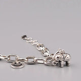Foxanry Silver Thick Chain Bracelets Vintage Elephant Couples Accessories