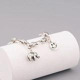 Foxanry Silver Thick Chain Bracelets Vintage Elephant Couples Accessories
