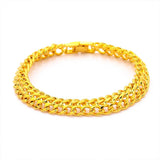 Yellow Plated Charm Bracelet 10mm Width Link Chain Bangle Wristband