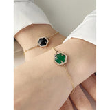 Vintage Green Glass Zircon Charm Bracelet Dainty Geometric Hexagon Bracelets