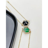 Vintage Green Glass Zircon Charm Bracelet Dainty Geometric Hexagon Bracelets