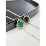 Vintage Green Glass Zircon Charm Bracelet Dainty Geometric Hexagon Bracelets