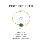 Vintage Green Glass Zircon Charm Bracelet Dainty Geometric Hexagon Bracelets
