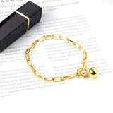Women Stainless Steel Link Chains Bracelet with Round Ball Bow Knot Clasp