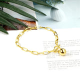 Women Stainless Steel Link Chains Bracelet with Round Ball Bow Knot Clasp