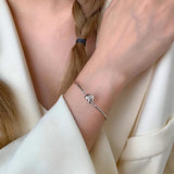 Silver Love Heart Tube Bracelet for Women Retro Jewelry