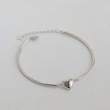 Silver Love Heart Tube Bracelet for Women Retro Jewelry