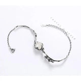 Vintage Thai Silver Bracelet Moonlight Stone Plum Flower Bracelet