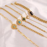 Vintage Turquoise Cuban Chain Bracelet Women Natural Stone Jewelry