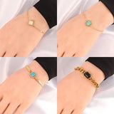 Vintage Turquoise Cuban Chain Bracelet Women Natural Stone Jewelry