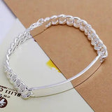Silver Cow Leather Bracelet for Women 8mm
