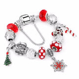 Antique Silver Bead Christmas Bracelet For Women