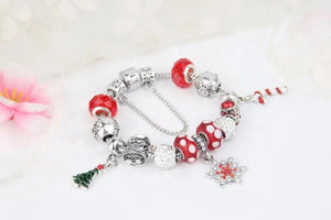 Antique Silver Bead Christmas Bracelet For Women