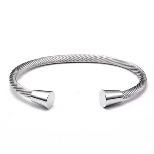 Stainless Steel Chain Link Charm Bangles Vintage Jewelry