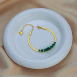 316L Stainless Steel Women's Bracelet with Green Crystal Decoration