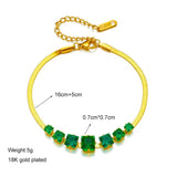 316L Stainless Steel Women's Bracelet with Green Crystal Decoration