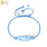 CSJA Hexagonal Crystals Braided Bracelet Pink Quartz Adjustable Jewelry H150