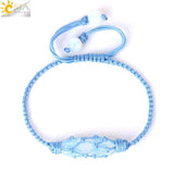 CSJA Hexagonal Crystals Braided Bracelet Pink Quartz Adjustable Jewelry H150