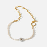 Freshwater Pearl Stainless Steel Bracelet 18K Real Plated