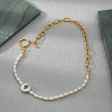 Freshwater Pearl Stainless Steel Bracelet 18K Real Plated