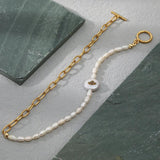 Freshwater Pearl Stainless Steel Bracelet 18K Real Plated