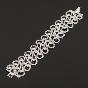 Rhinestone Crystal Bridal Wedding Charm Bracelet Bangle