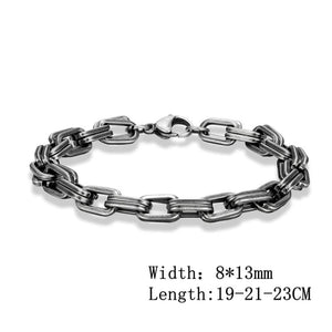 Vintage Oxidized Double Lock Link Chain Bracelet for Men