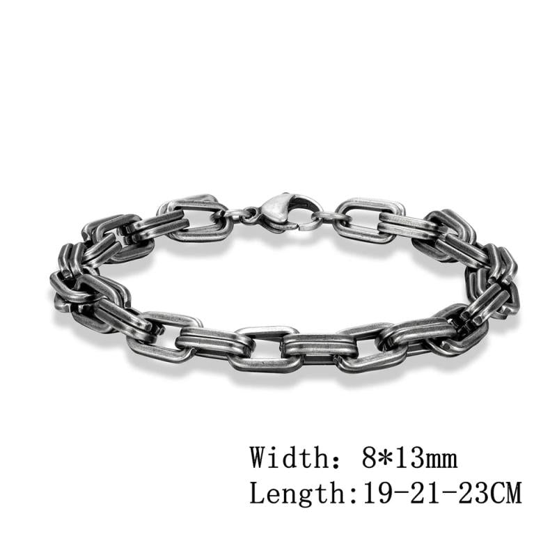 Vintage Oxidized Double Lock Link Chain Bracelet for Men