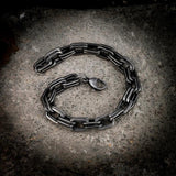 Vintage Oxidized Double Lock Link Chain Bracelet for Men
