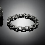 Vintage Oxidized Double Lock Link Chain Bracelet for Men