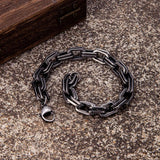Vintage Oxidized Double Lock Link Chain Bracelet for Men