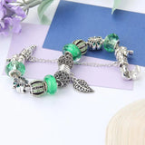 Maple Leaf Charm Bracelet with Crystal Ball and Flower, DIY Jewelry for Women